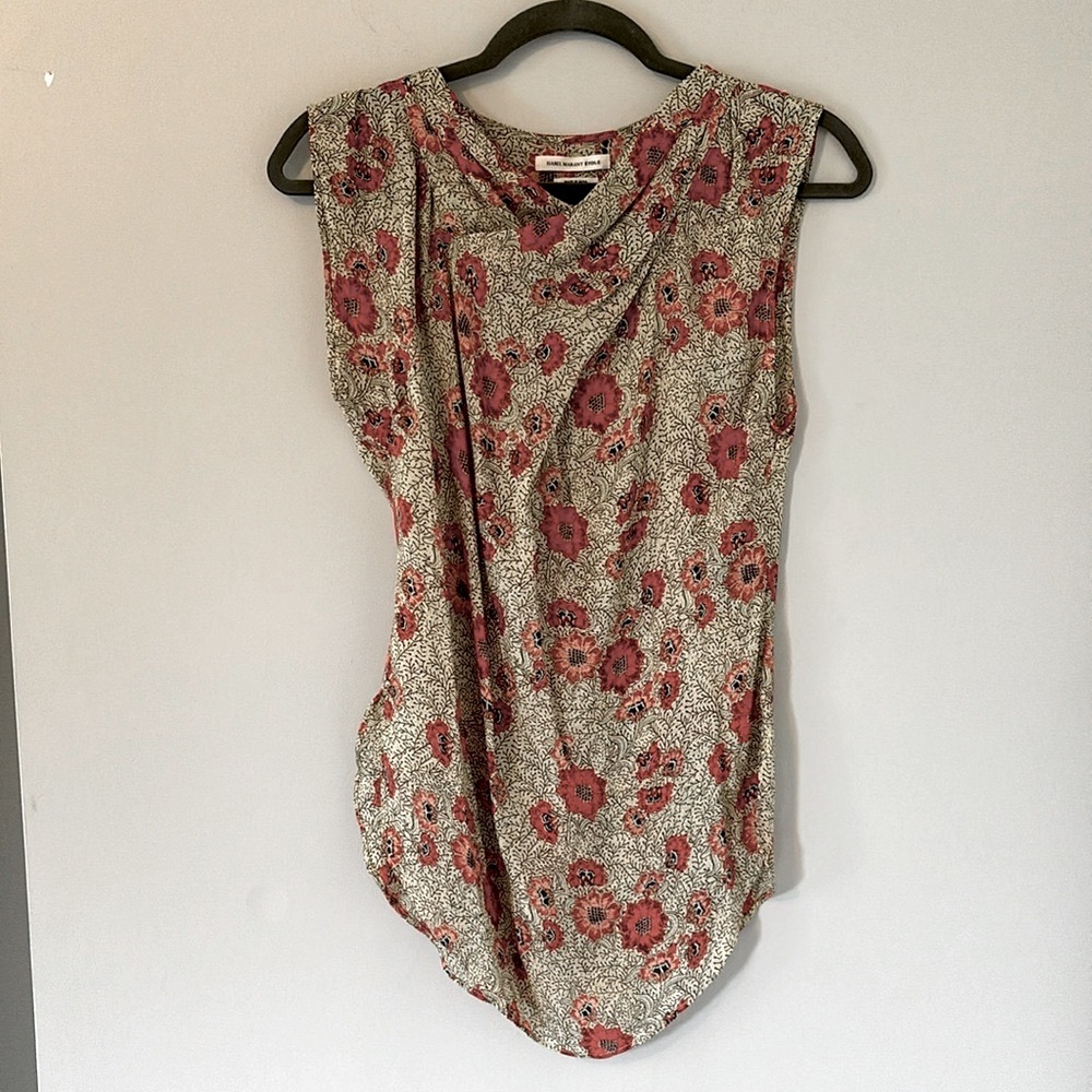 Isabel Marant Sleeveless Floral Print Blouse in Cream and Rose